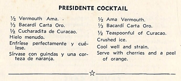 Presidente r - 1939 - Floridita Cocktails