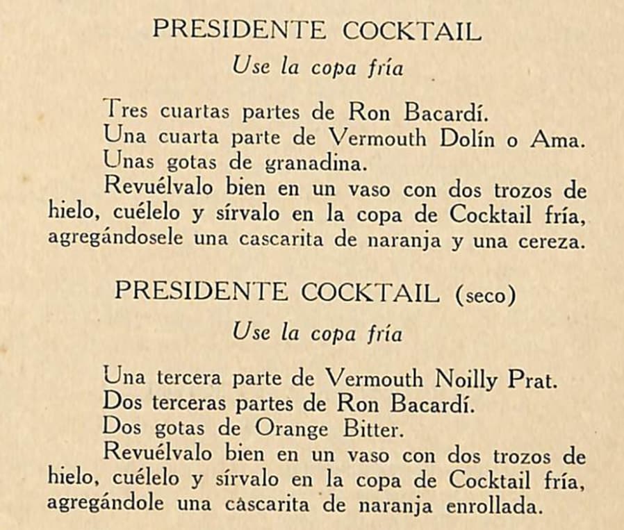 Presidente r - 1929 - Libro de Cocktail - Juan A Lasa